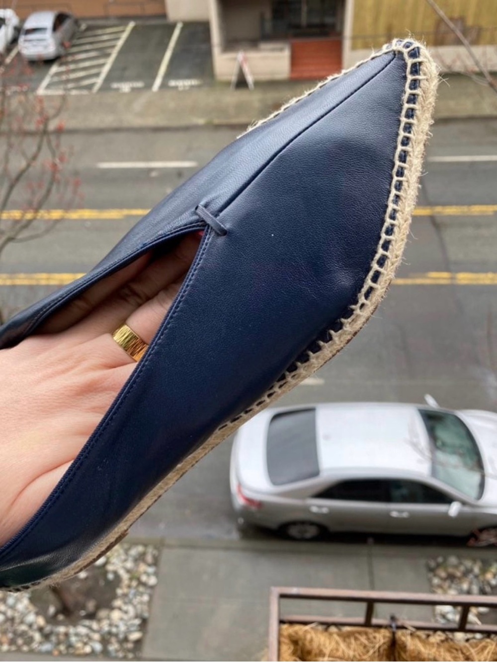 NEW Celine Navy Leather Espadrille Slip-Ons